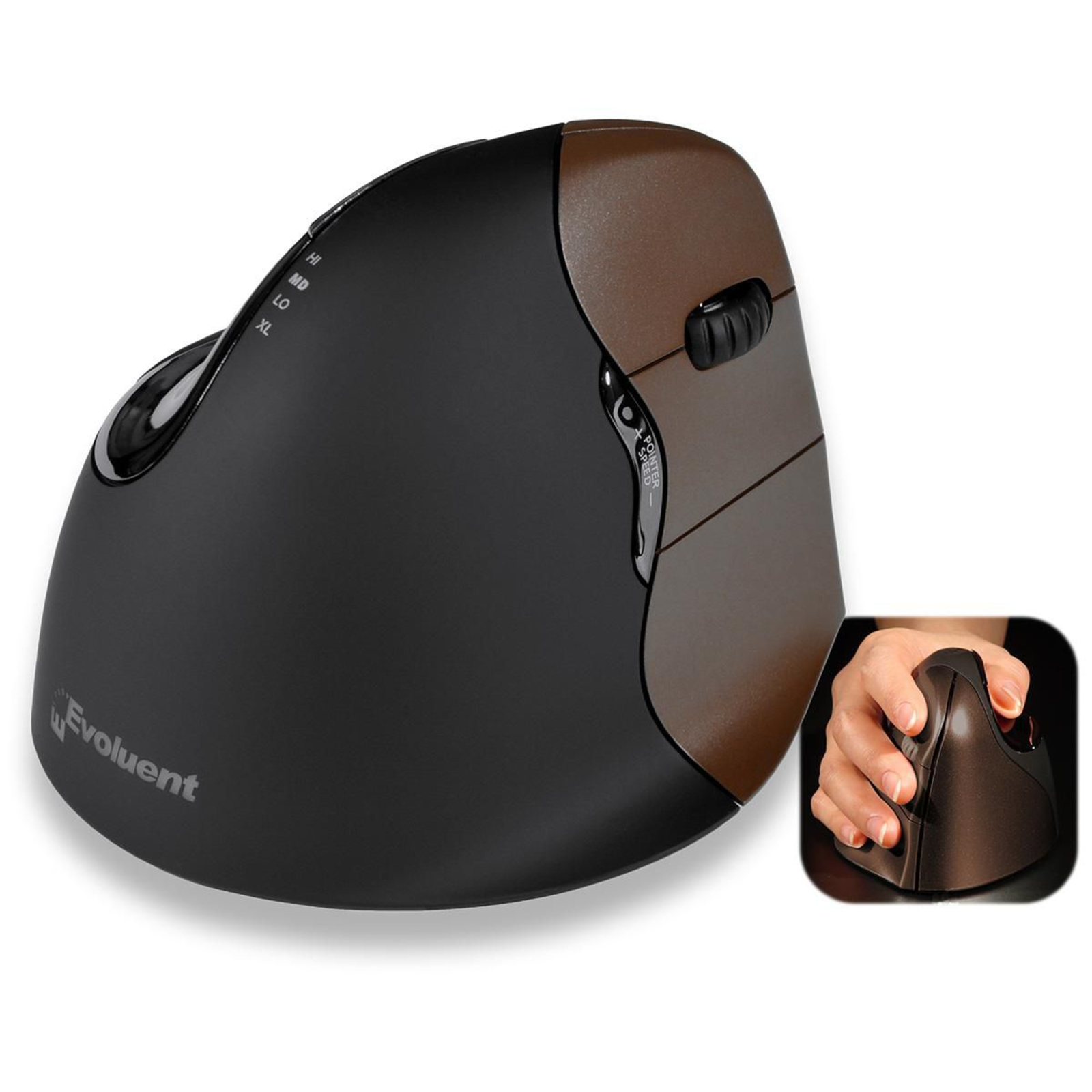 Evoluent Vertical Mouse 4 Small Optical 6 Buttons Wireless 2.4 GHz