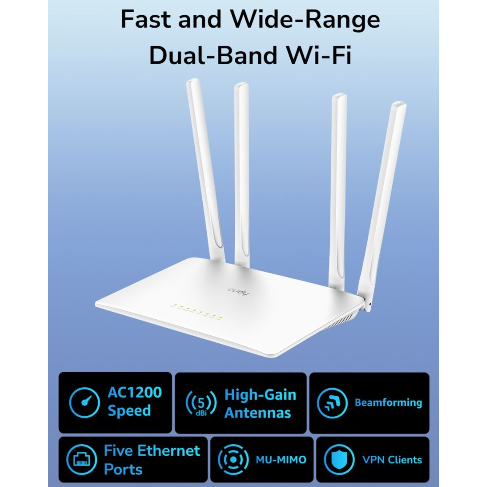 Cudy WR1200E wireless router Fast Ethernet Dual-band (2.4 GHz / 5 GHz) White