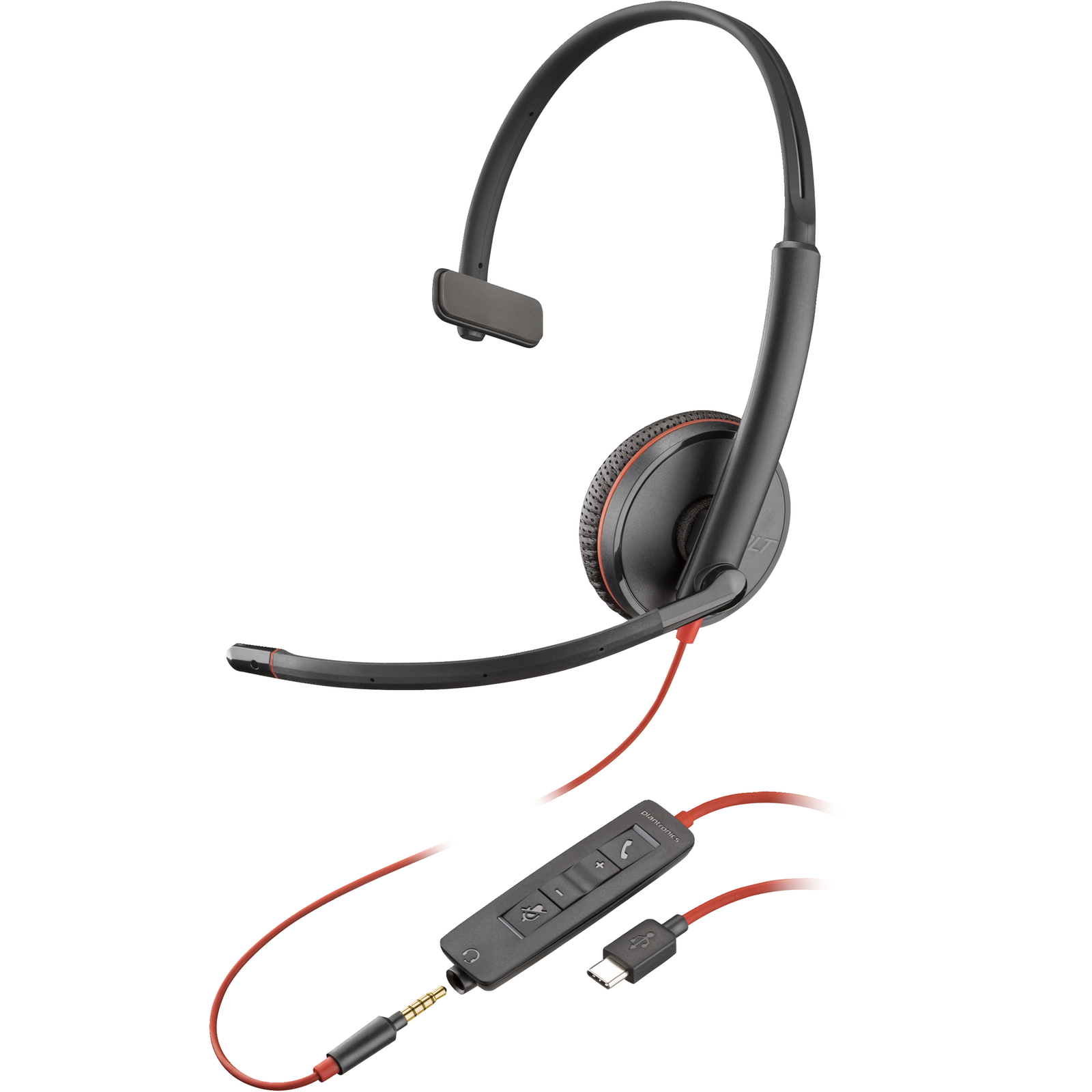 Poly Blackwire C3215 Mono Headset + Case Packing Unit Wired Office Call Centre 87g