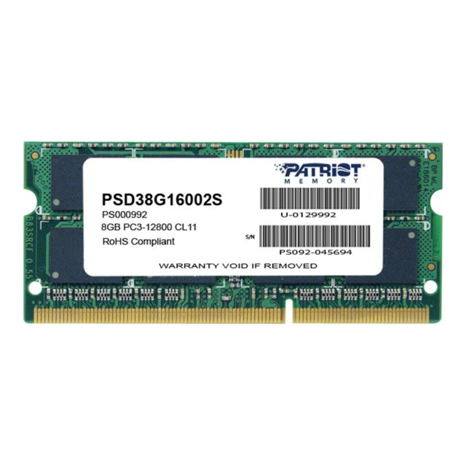 Patriot Memory Memory Signature PSD38G16002S DDR3 SO-DIMM 1 X 8 GB 1600 MHz CL11