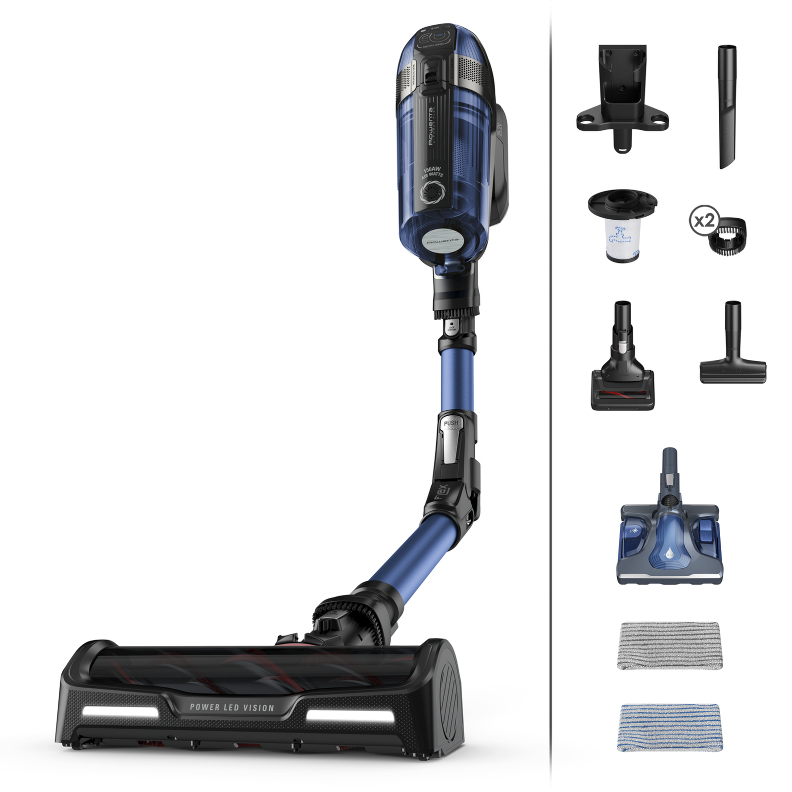 Rowenta RH98C0 2-in-1 stick vacuum Battery Dry&wet Bagless 0.9 L 320 W Blue, Grey