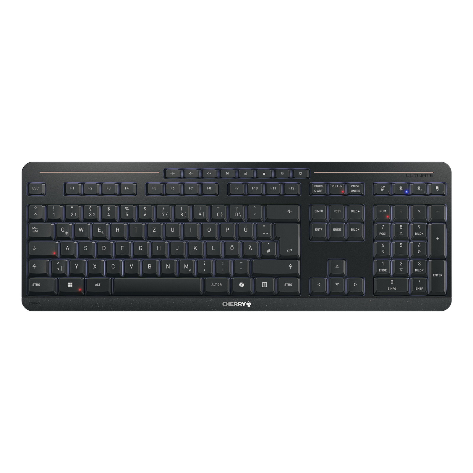 CHERRY Stream ultimate keyboard Home/Office USB + RF Wireless + Bluetooth QWERTZ German Black