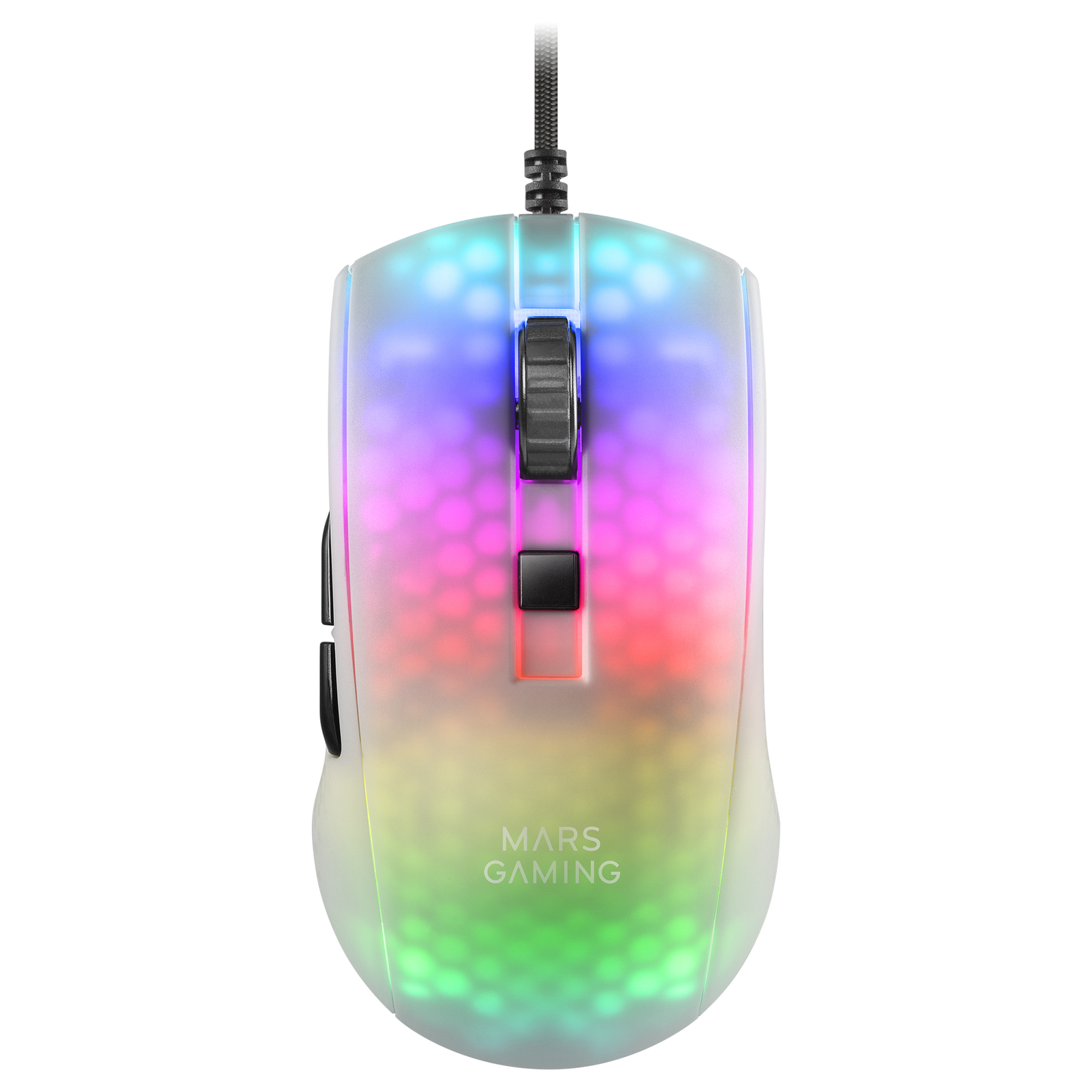 Mars Gaming MMRW White RGB Chroma Gaming Mouse Ultra-lightweight Translucent Frame 58g 12800 DPI HUANO Mechanical Switches