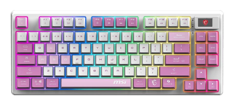 MSI FORGE GK600 TKL WIRELESS VIOLET keyboard Gaming USB + Bluetooth QWERTY UK English Pink, Violet, White