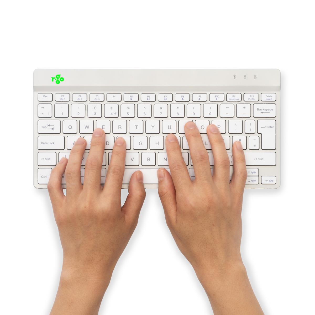 R-Go Tools Ergonomic keyboard R-Go Compact Break, compact keyboard with break software, QWERTY (US), Bluetooth, white