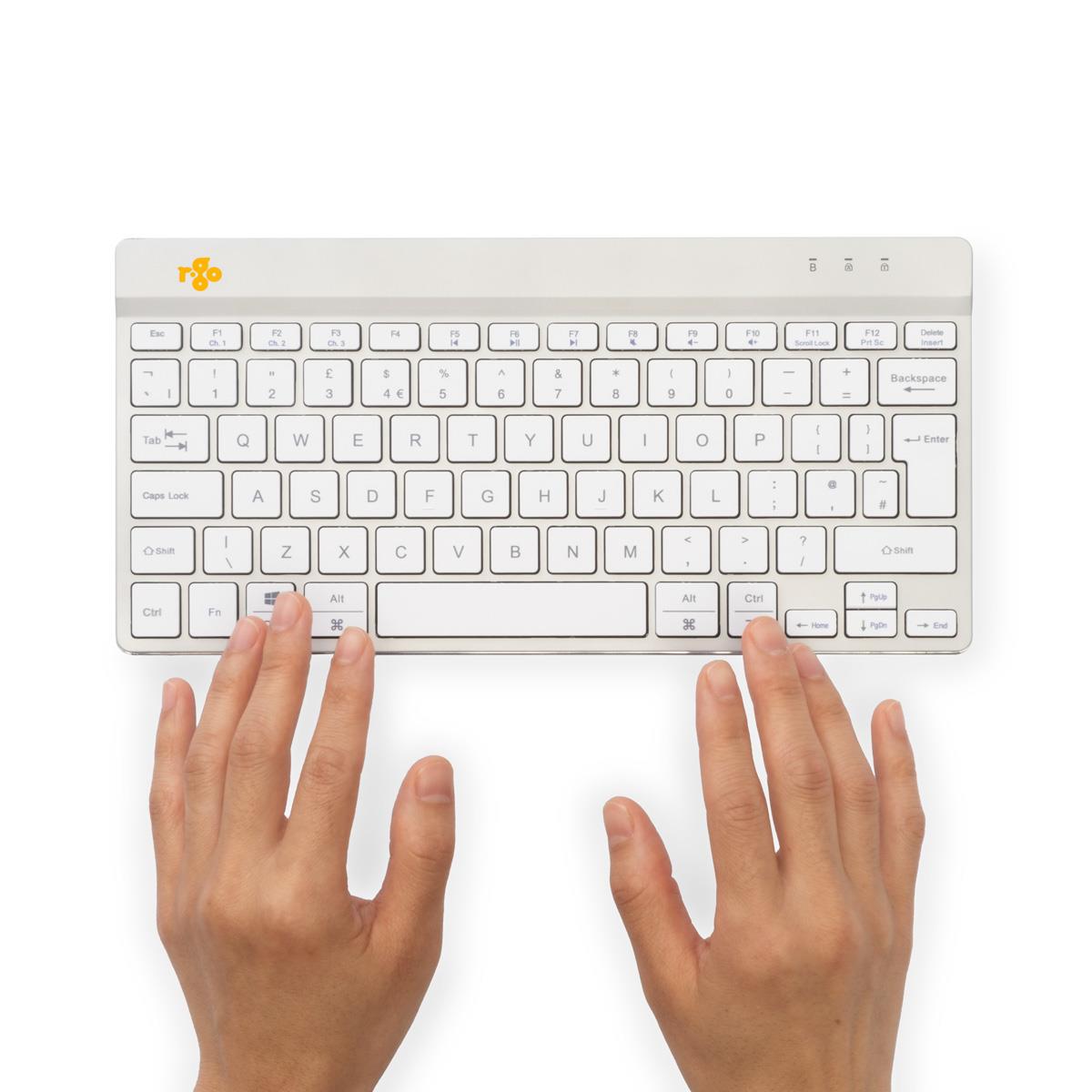 R-Go Tools Ergonomic keyboard R-Go Compact Break, compact keyboard with break software, QWERTY (US), Bluetooth, white