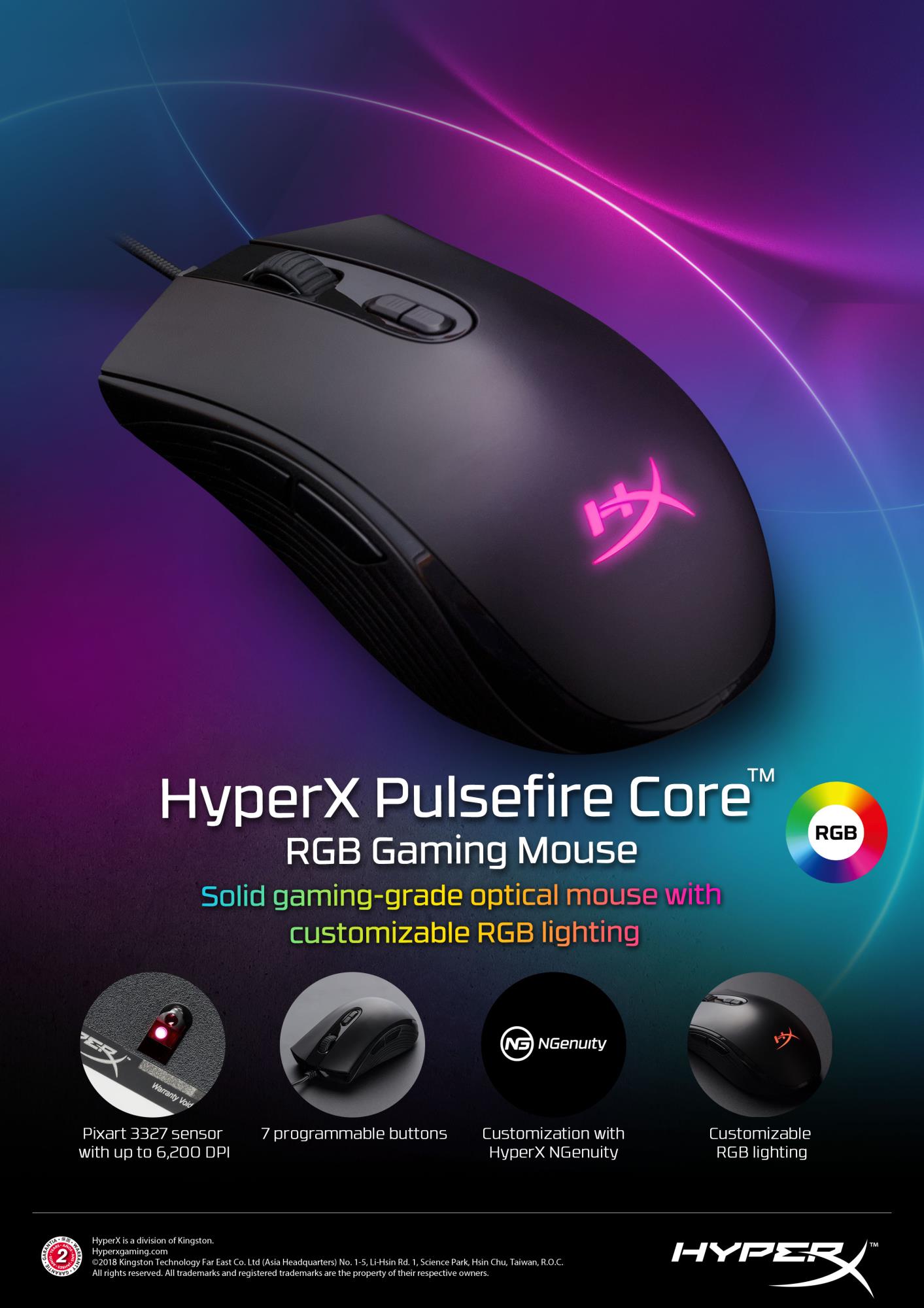 MOUSE USB OPTICAL PULSEFIRE/CORE HX-MC004B HYPERX
