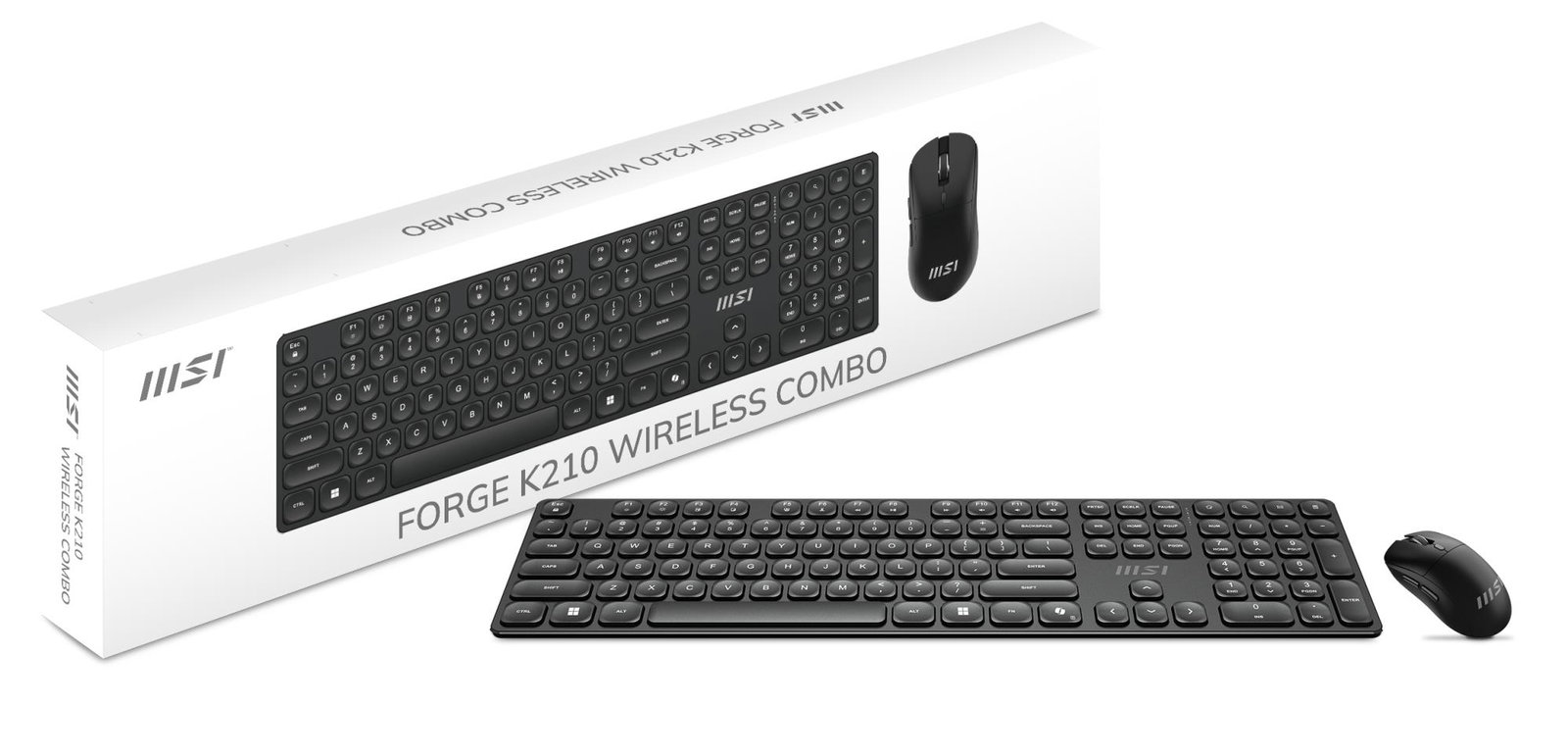 MSI FORGE K210 WIRELESS COMBO keyboard Mouse included Home/Office USB QWERTY US English Black