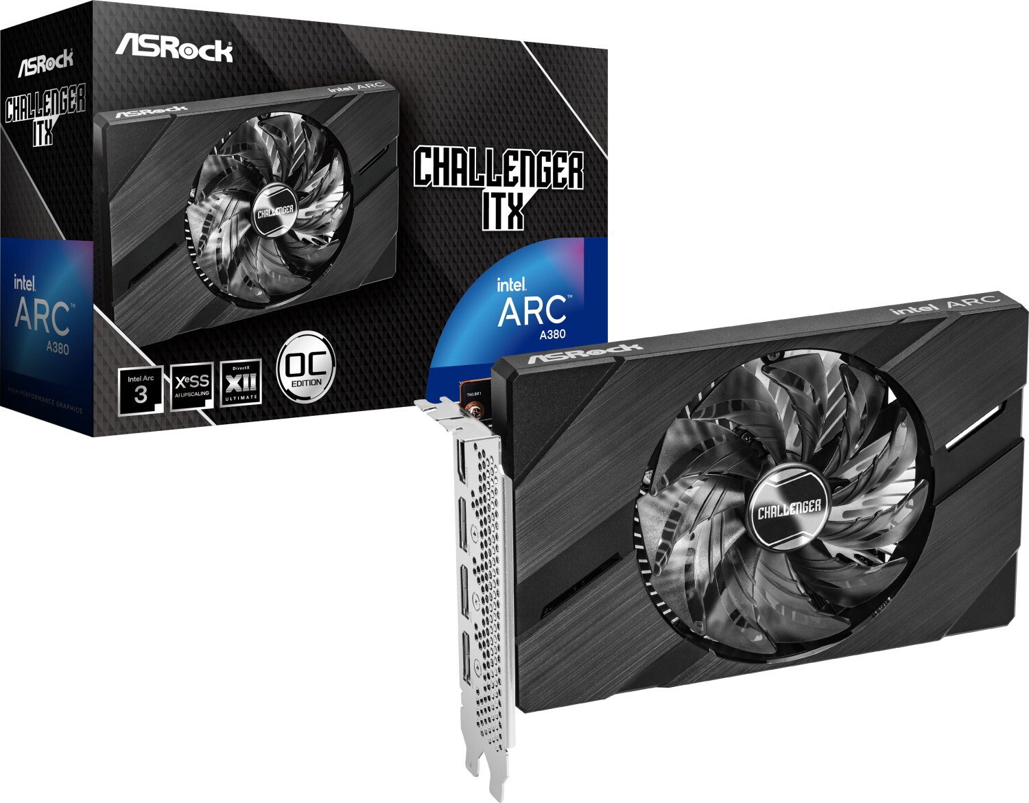 ASRock Intel Arc A380 Challenger ITX 6GB OC A380 CLI 6GO, 6GB GDDR6, HDMI, 3x DP