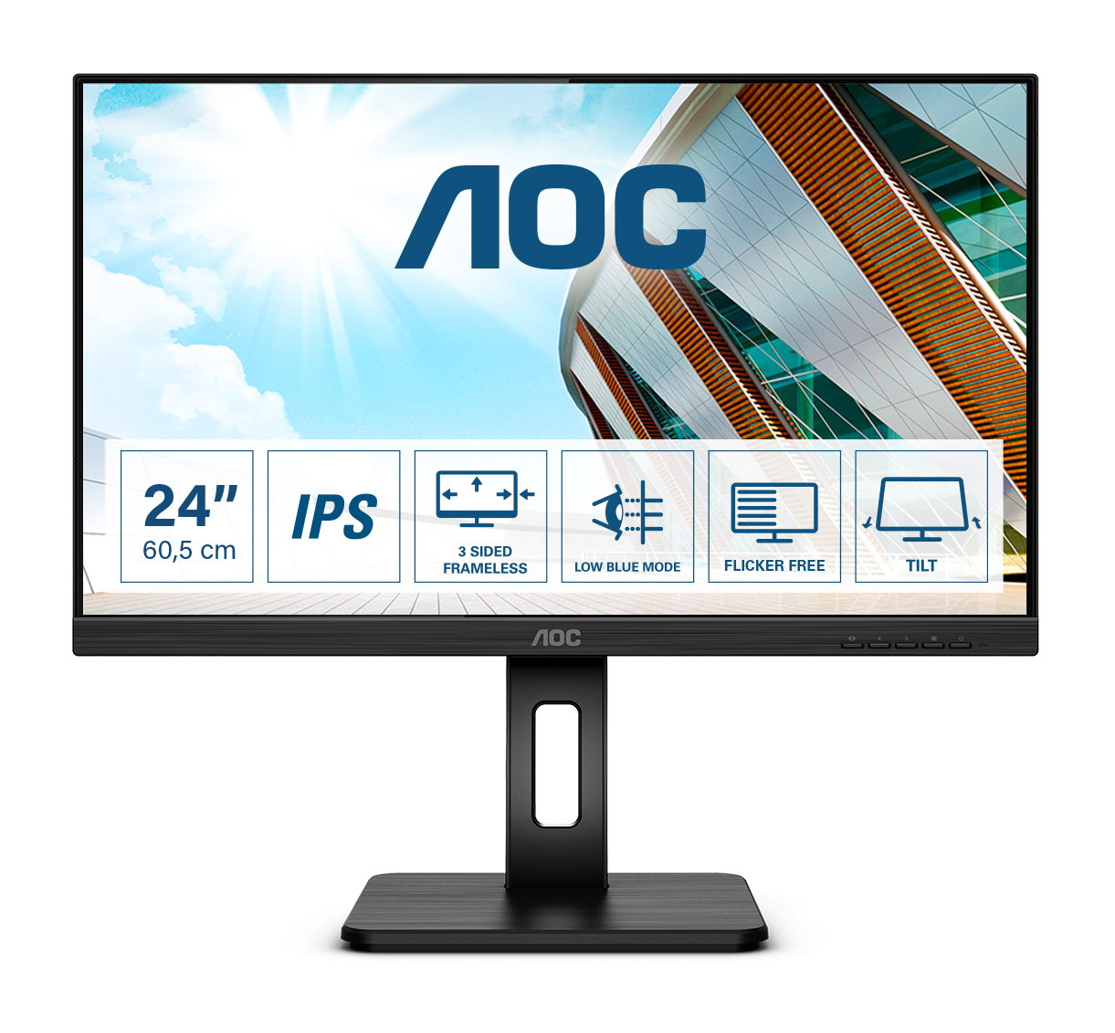 AOC Q24P2Q 23.8 2560 X 1440 2K VGA HD-15 HDMI DisplayPort 75Hz Pivot Monitor