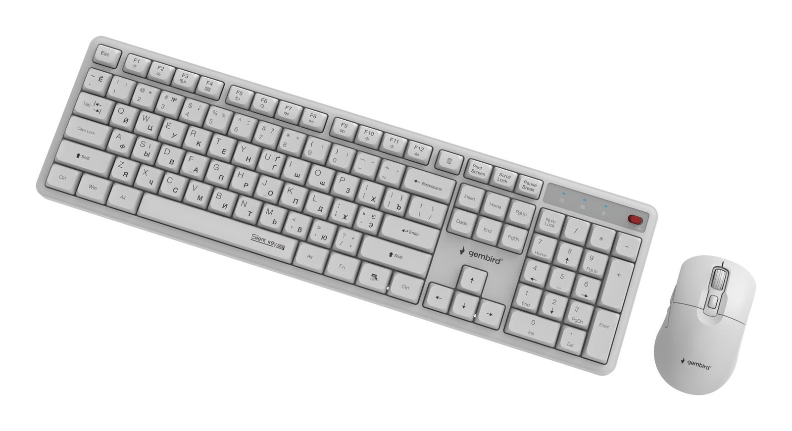 KEYBOARD +MOUSE WRL CYRILLIC/WHT KBS-WMS-01-W-CYRL GEMBIRD