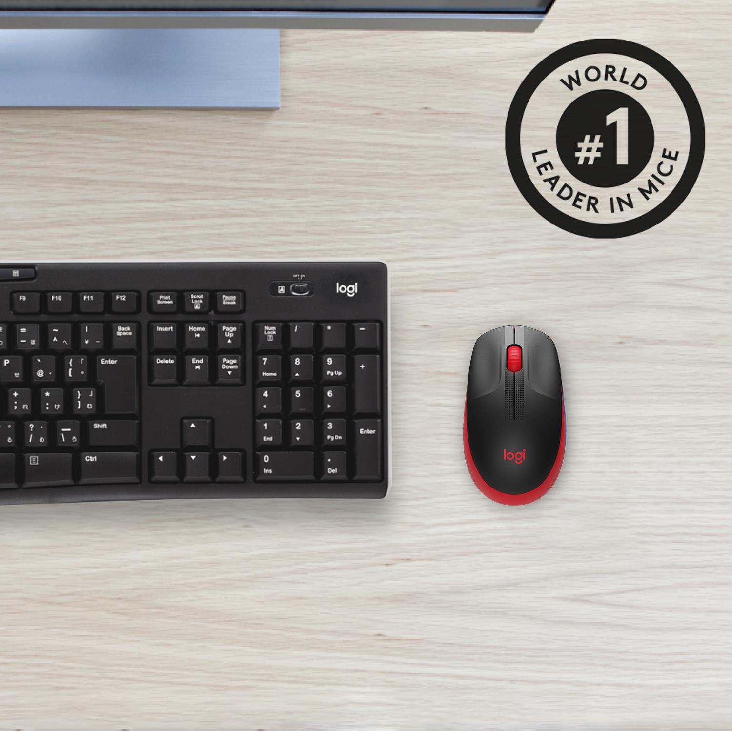MOUSE USB OPTICAL WRL M190/RED 910-005908 LOGITECH