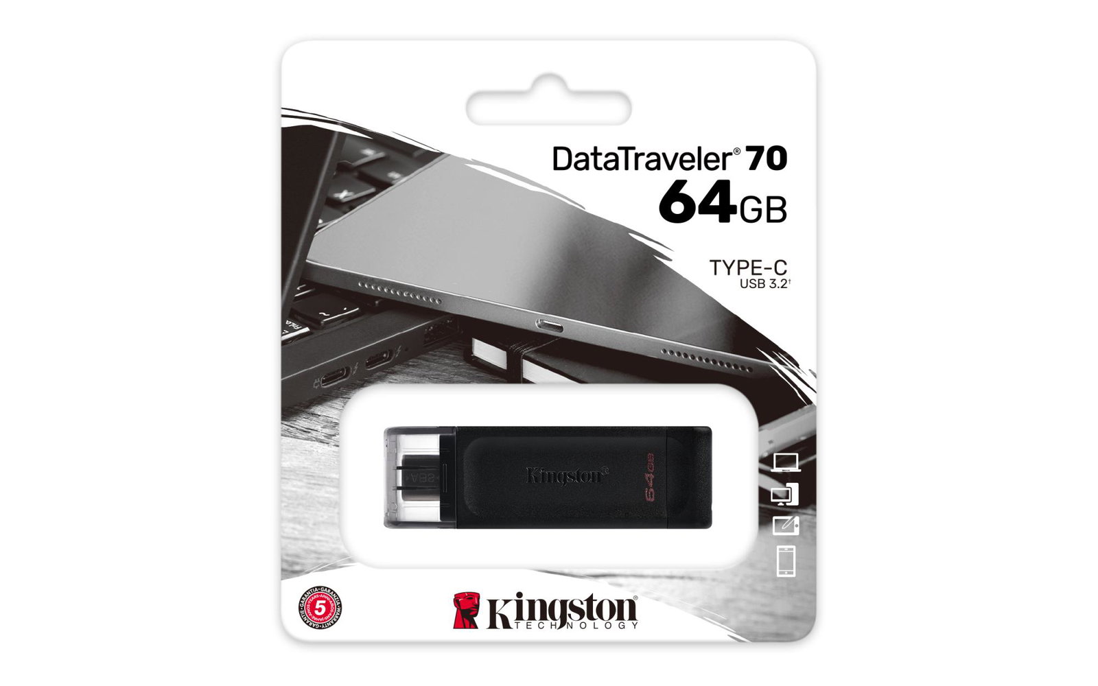 MEMORY DRIVE FLASH USB-C 64GB/DT70/64GB KINGSTON