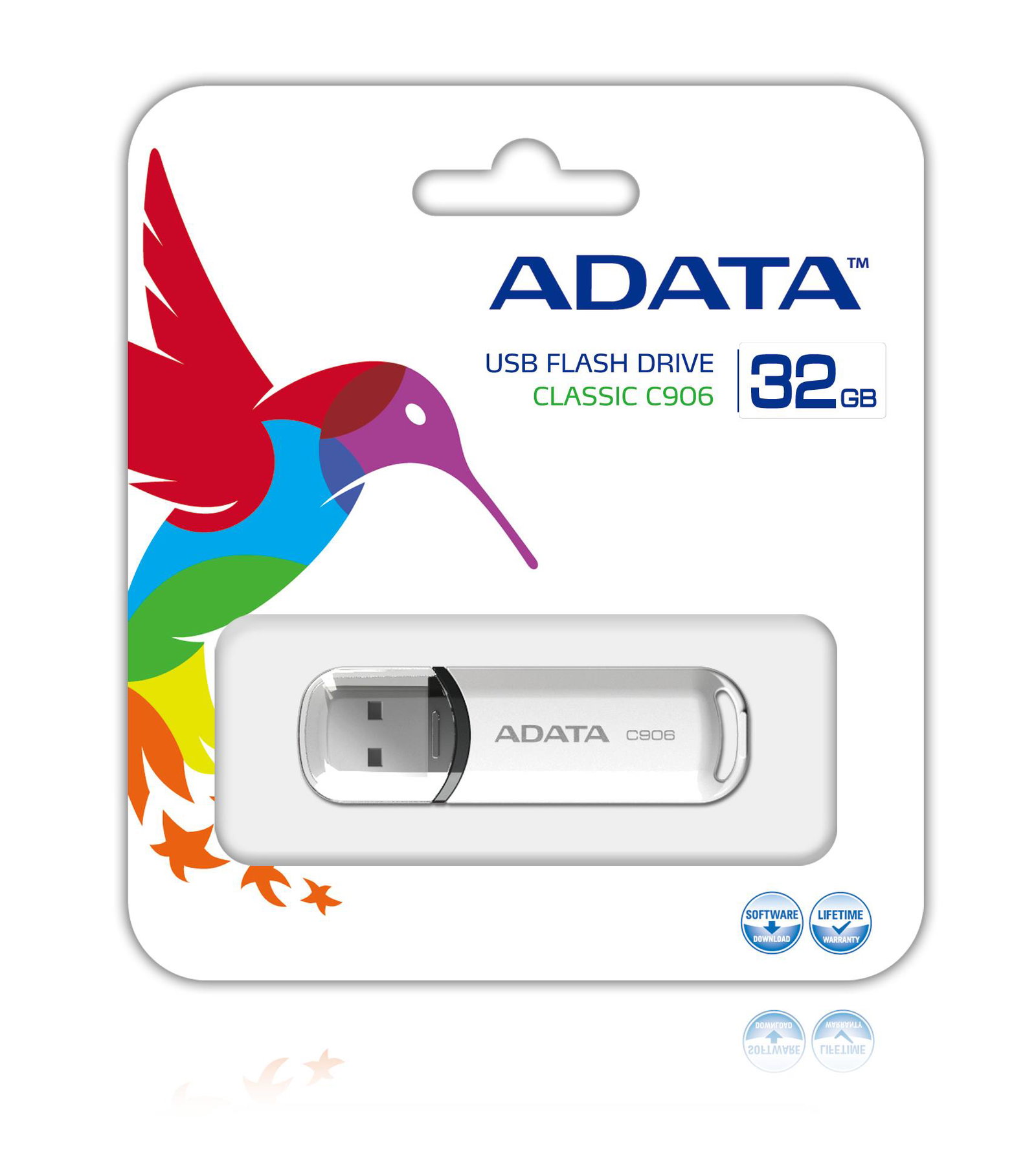 MEMORY DRIVE FLASH USB2 32GB/WHITE AC906-32G-RWH ADATA