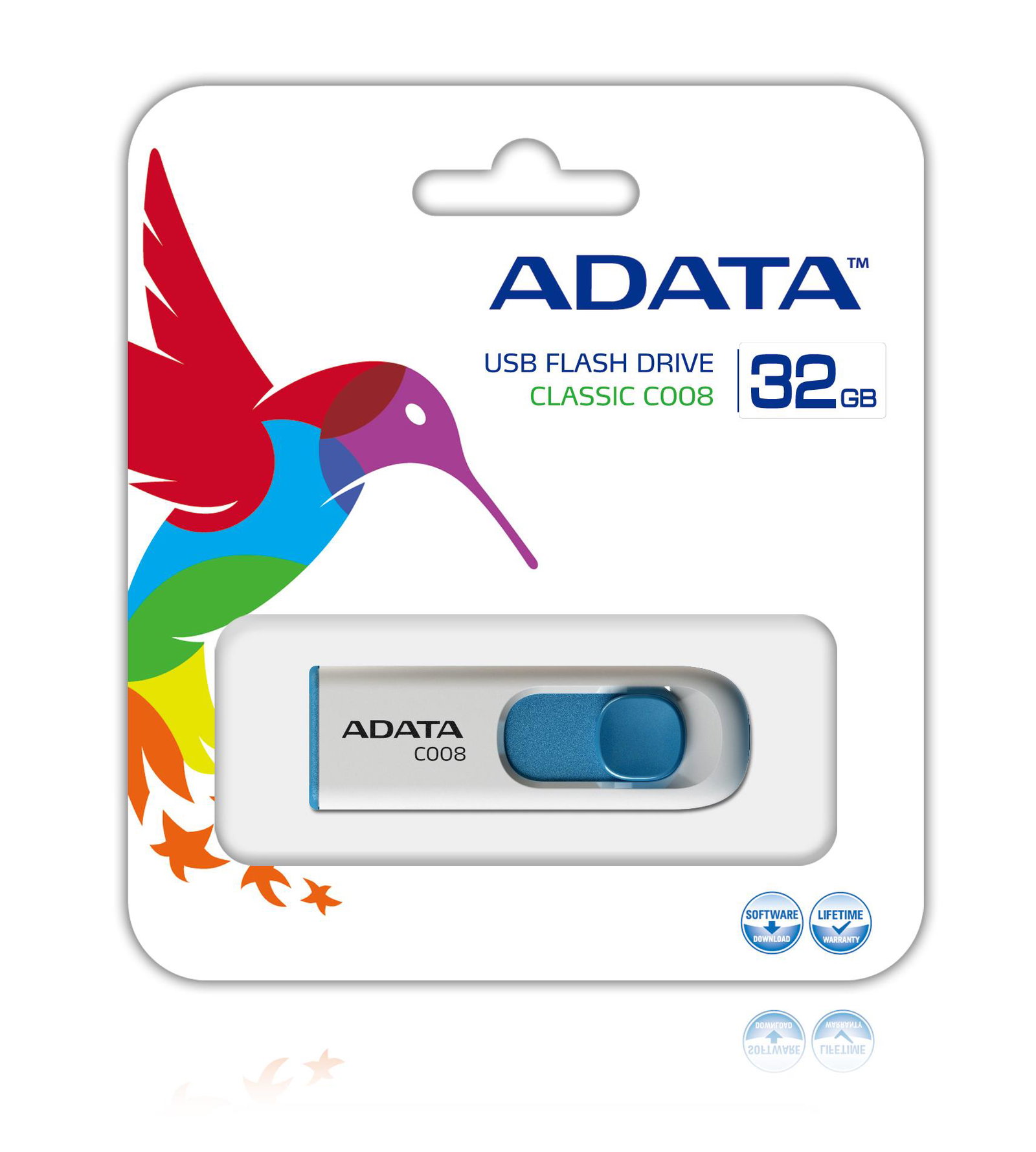 MEMORY DRIVE FLASH USB2 32GB/WH/BLUE AC008-32G-RWE A-DATA