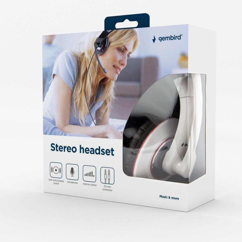 HEADSET STEREO WHITE/MHS-001-GW GEMBIRD