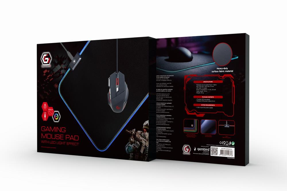 MOUSE PAD GAMING LED MEDIUM/MP-GAMELED-M GEMBIRD