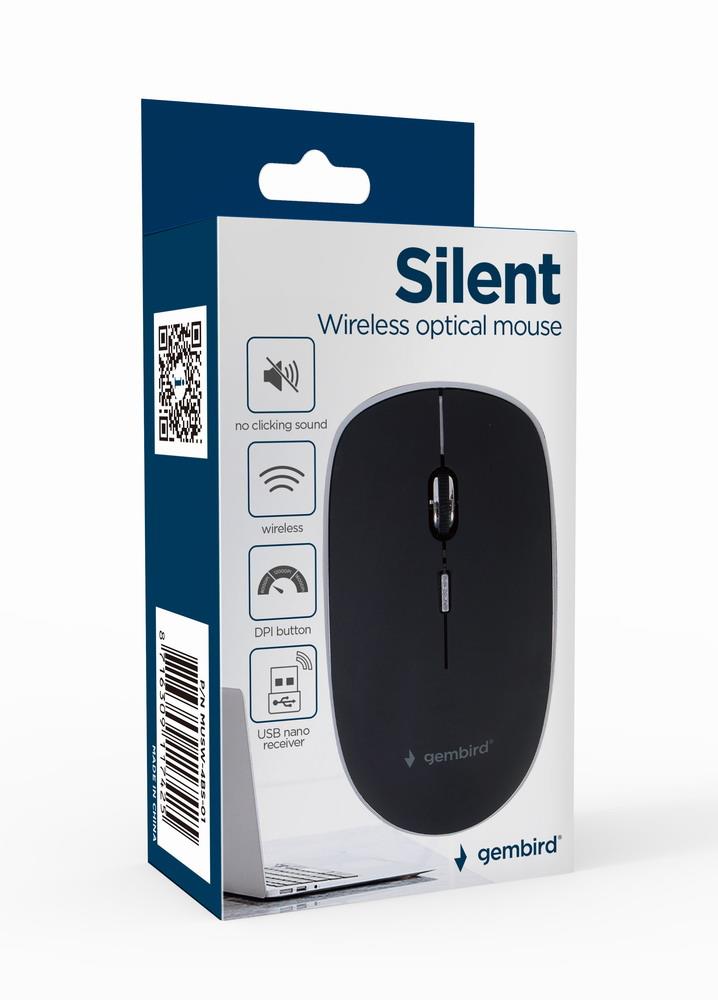 MOUSE USB OPTICAL WRL BLACK/SILENT MUSW-4BS-01 GEMBIRD