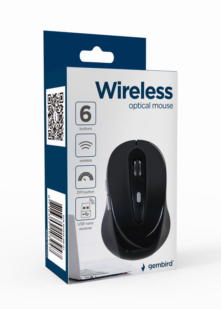 MOUSE USB OPTICAL WRL/BLACK MUSW-6B-01 GEMBIRD