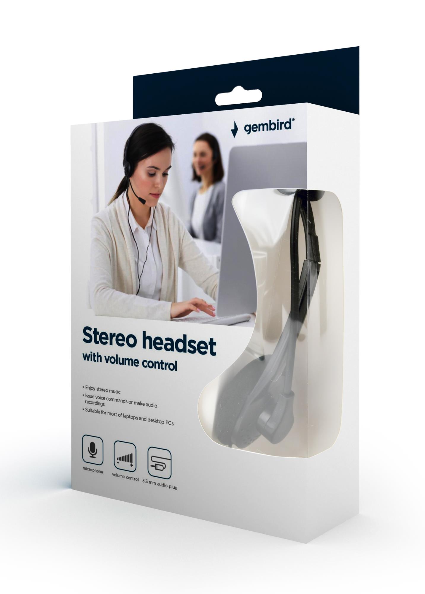 HEADSET STEREO/BLACK MHS-123 GEMBIRD
