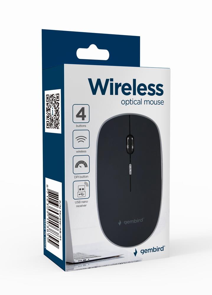 MOUSE USB OPTICAL WRL/BLACK MUSW-4B-01 GEMBIRD