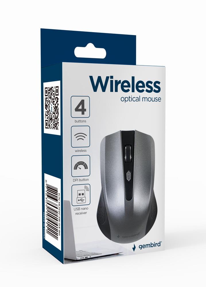 MOUSE USB OPTICAL WRL BLACK/GREY MUSW-4B-04-BG GEMBIRD