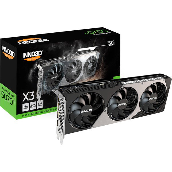 INNO3D Force RTX 5070 Ti X3, graphics card - DLSS 5, 3x DisplayPort, 1x HDMI 2.1