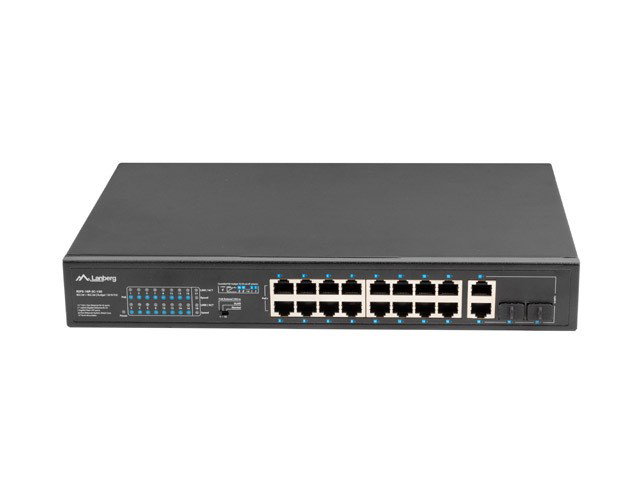 Lanberg Switch rack 19 POE+ 16x 100MB /2X COMBO GIGABIT ETHERNET 150W