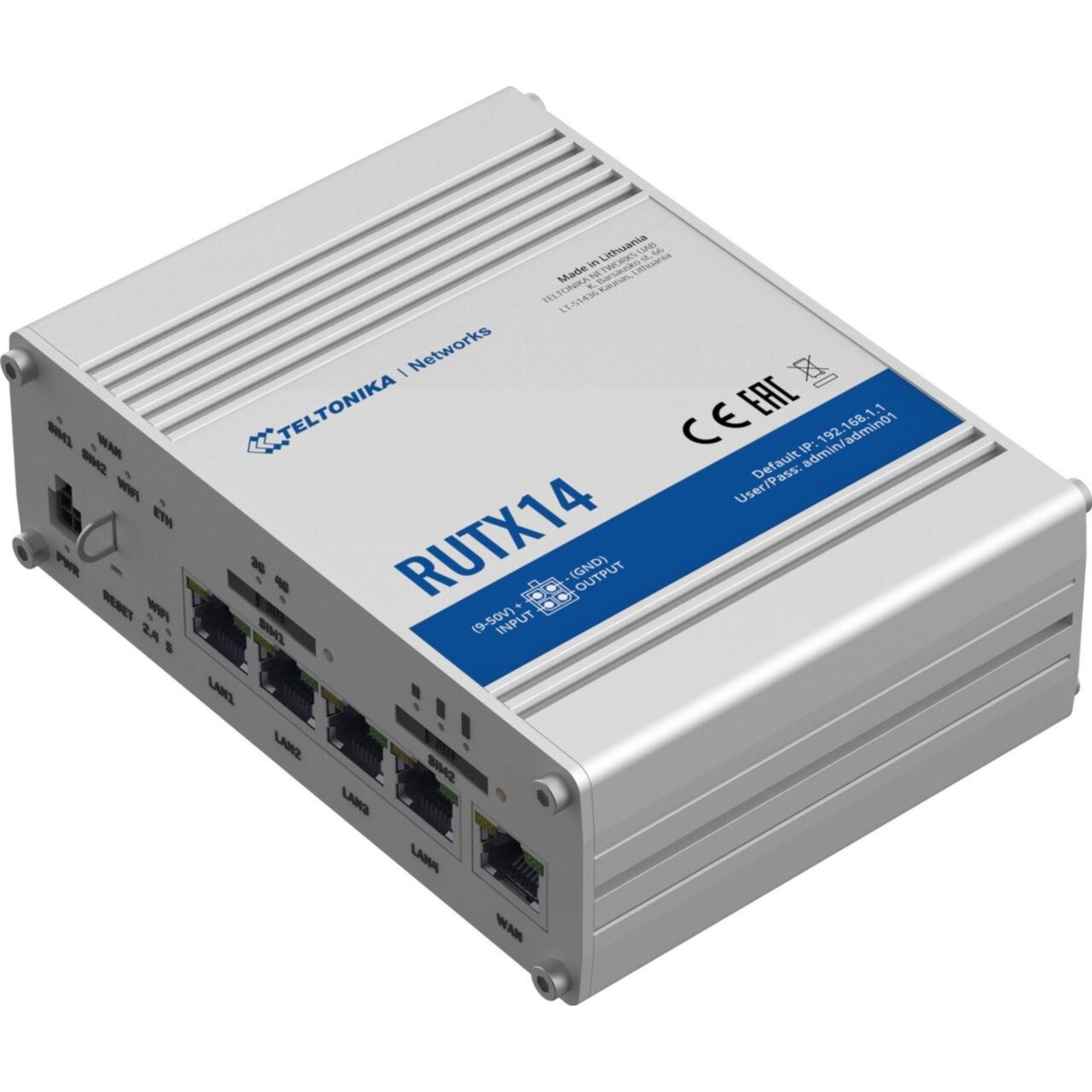 Teltonika RUTX14 router for Mobile Network Silver Aluminium Performance Status WAN