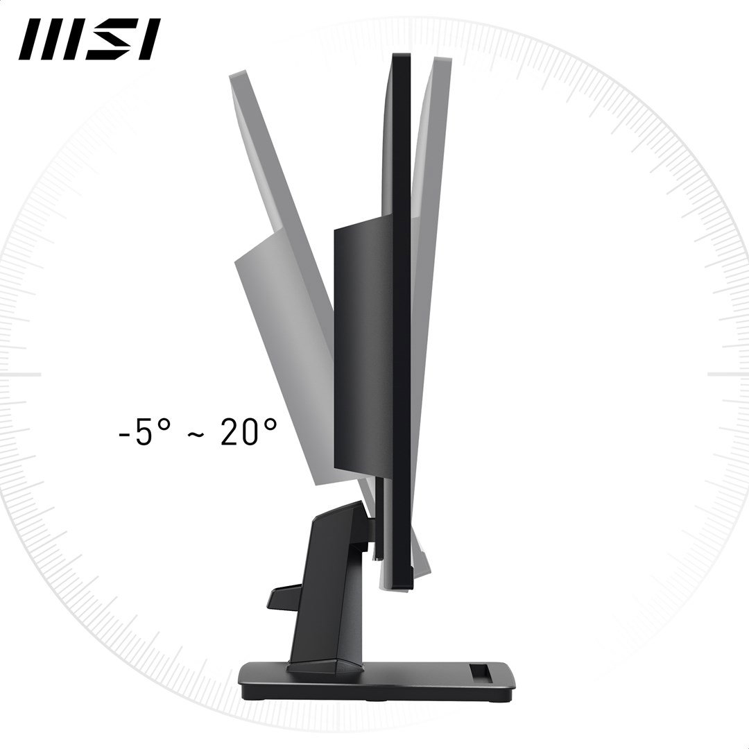 MSI Pro MP245G 24 Inch Monitor, FHD (1920 x 1080), 100Hz, IPS, 1ms, 1x HDMI 1.4b, 1x DP 1.2a output, 1x D-Sub(VGA), Built-in Speakers, Anti-Glare, Anti-Flicker, Less Blue light, TV Certified, VESA, Kensington, Black