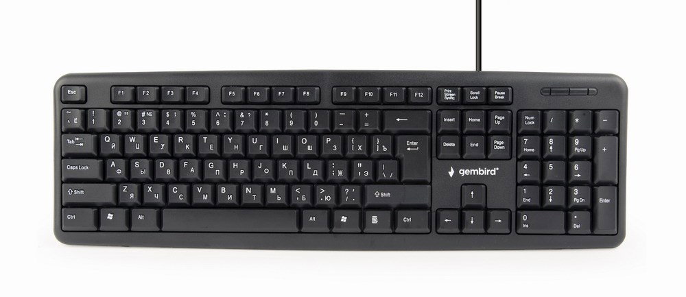 Gembird KB-U-103-RU keyboard Office USB QWERTY English, Russian Black