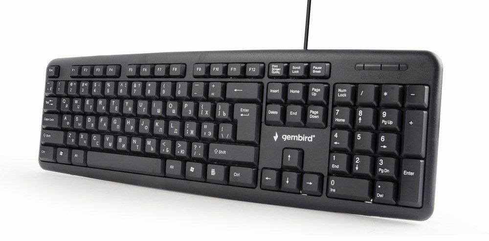 Gembird KB-U-103-RU keyboard Office USB QWERTY English, Russian Black
