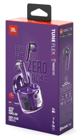 JBL Tune Flex Ghost Edition Headset True Wireless Stereo (TWS) In-ear Calls/Music Bluetooth Purple, Translucent