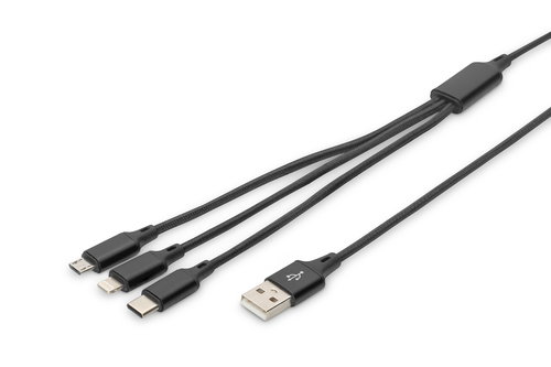 3-IN-1 CHARGER CABLE USB - A-LIGHTNING+MICRO B+TYPE-C1M