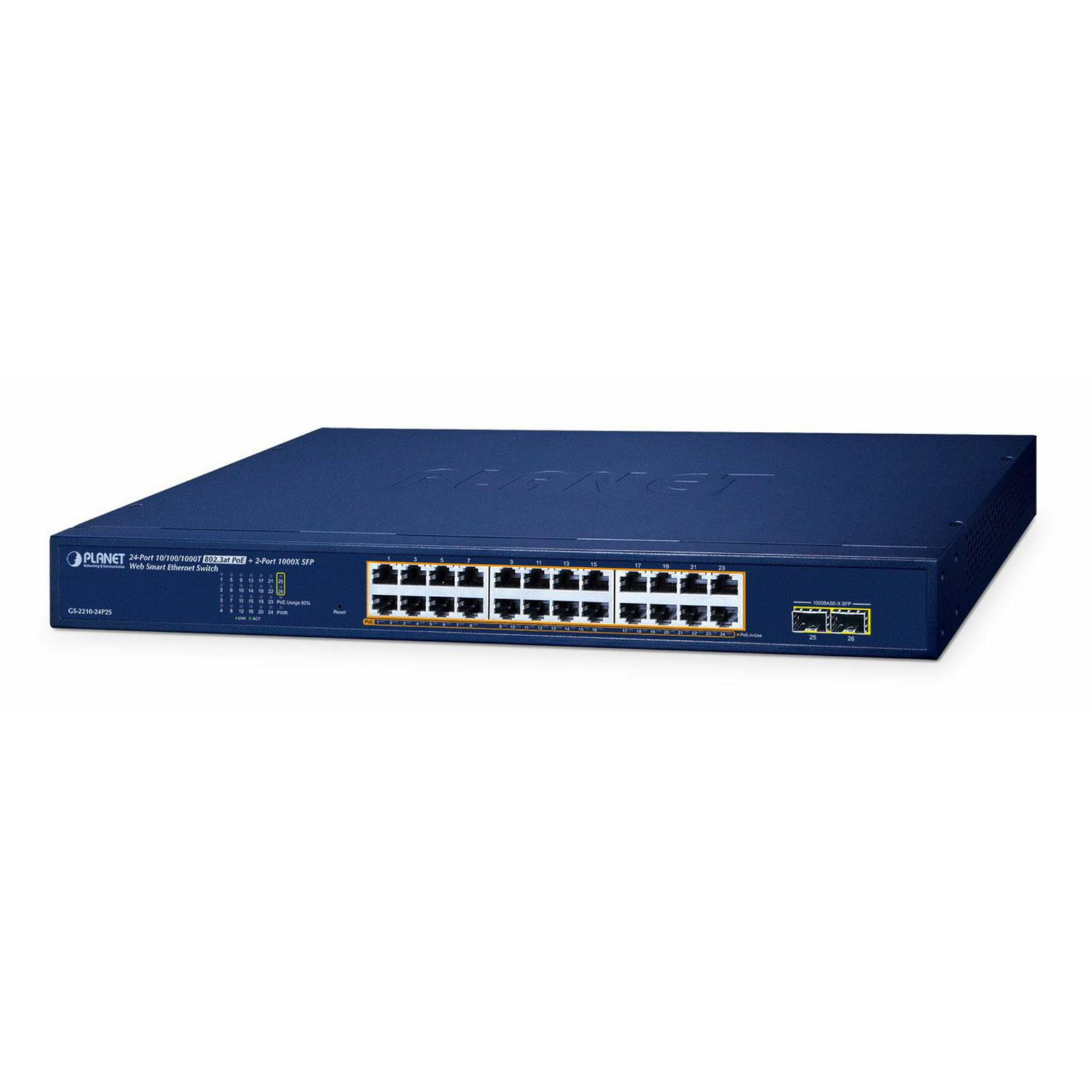 Planet Poe+ Web Smart Switch GS-2210-24P2S Switch 1 Gbps