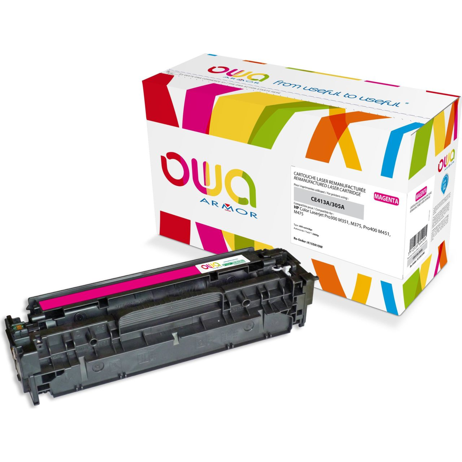 Armor OWA Toner Compatible with HP CE413A magenta (2,600 P.)