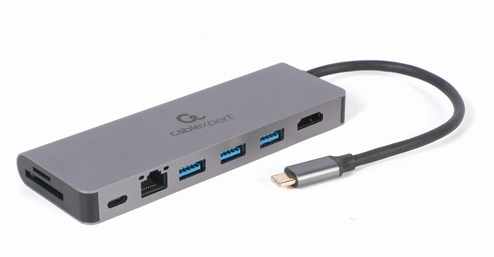 Gembird A-CM-COMBO5-05 USB Type-C 5-in-1 multi-port adapter (Hub + HDMI + PD + card reader + LAN)