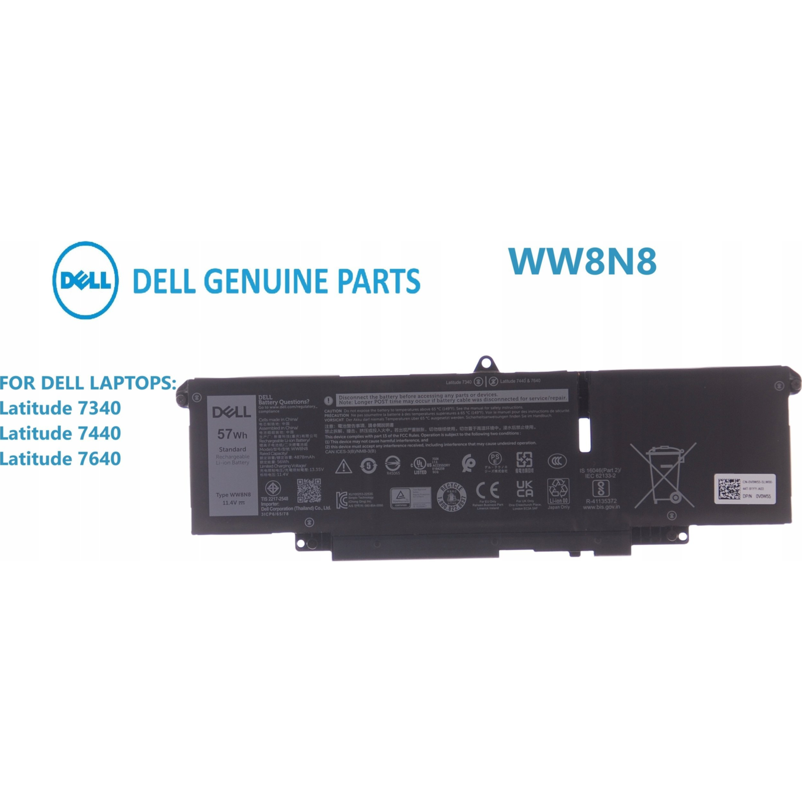 Dell 57Wh Lithium-ion Battery for Latitude Laptops