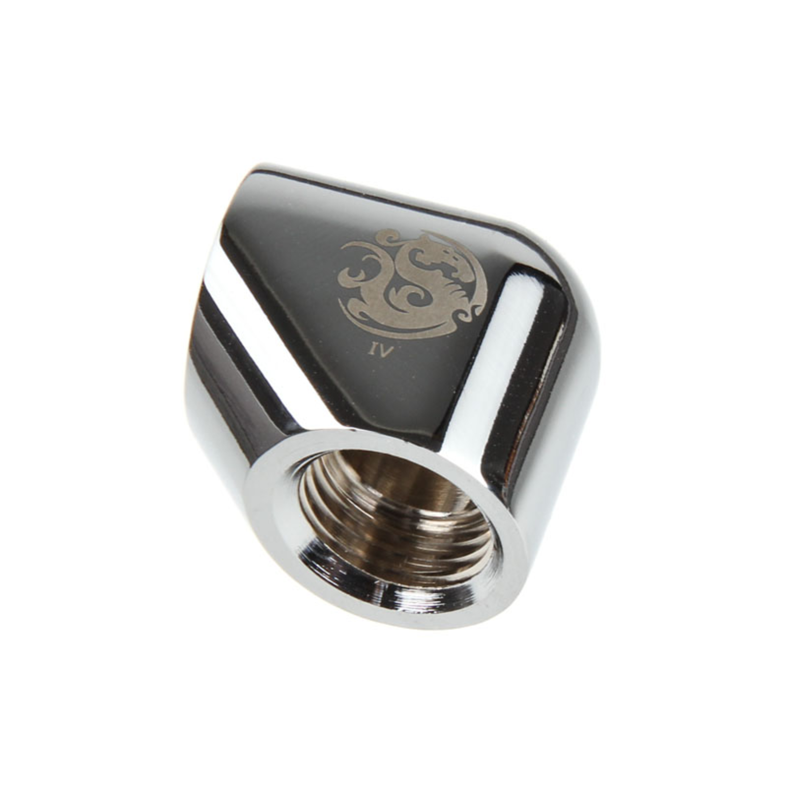 Bitspower Adapter 90 Degree G1/4 Inch IG to G1/4 Inch IG Silver Shiny