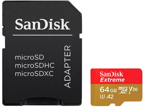 EXTREME PLUS MICROSDXC 64GB+SD - ADAPTER 200MB/S 90MB/S A2 C10 V3