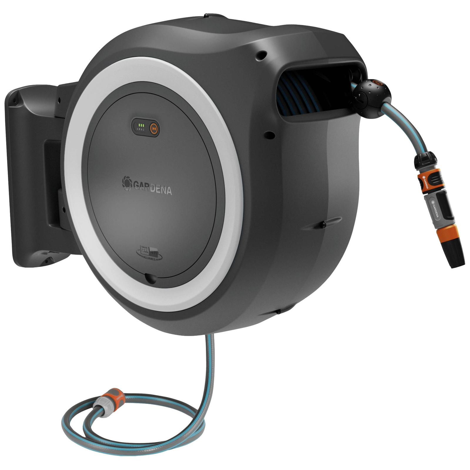 Gardena PowerRoll XL 18V P4A Cordless Wall-mounted Hose Box 35 Metres Grey White No Battery