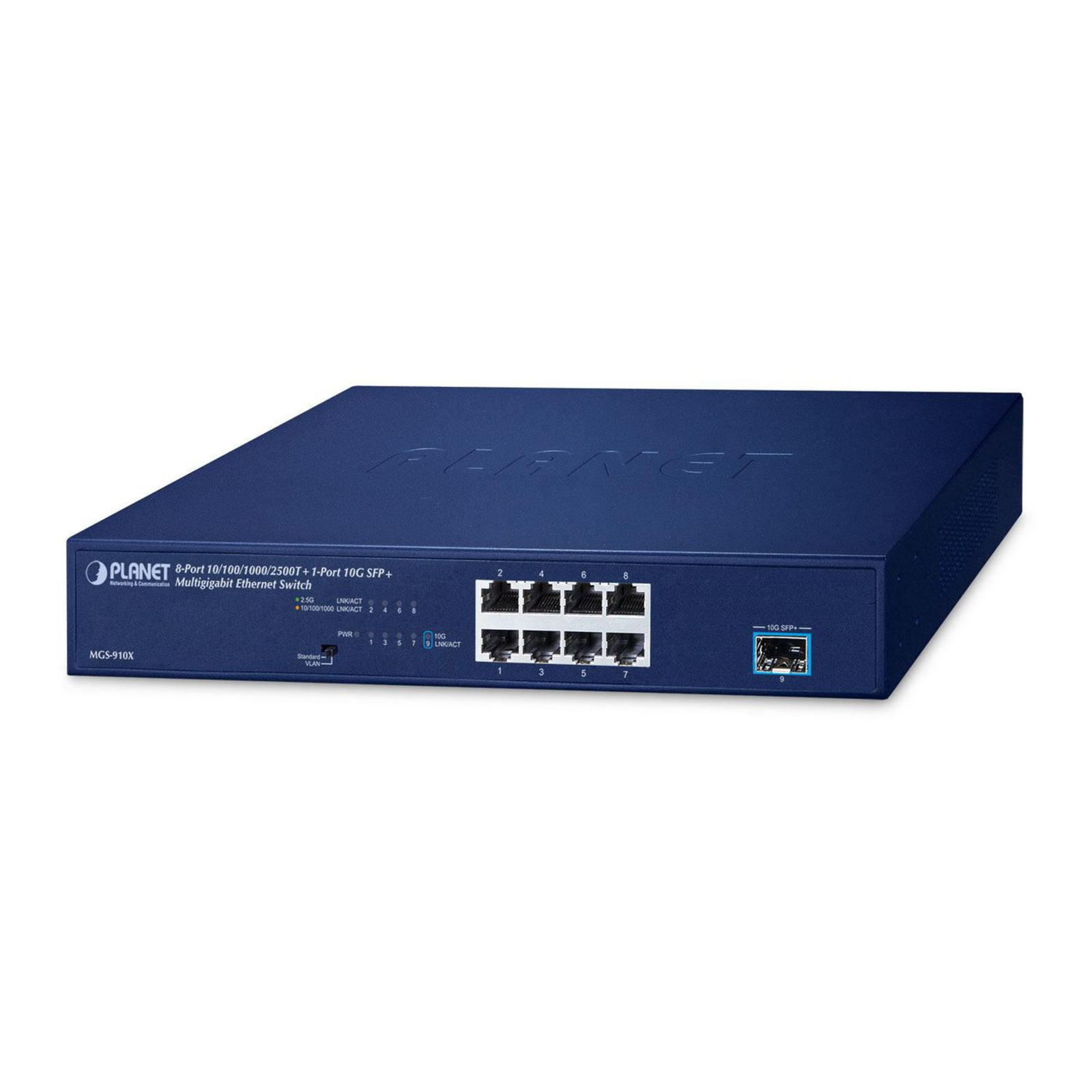 Planet 8-Port 10/100/1000/2500T + 1-Port 10G SFP+ Multigigabit Ethernet Switch Fanless Design