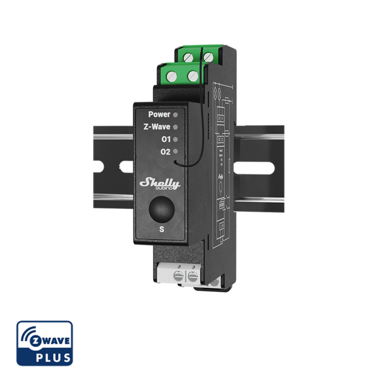 Slighty Top-hat Rail Wave Pro 2PM Relay Max. 25A 1 Phase 2x 16A Measuring Function Z-Wave