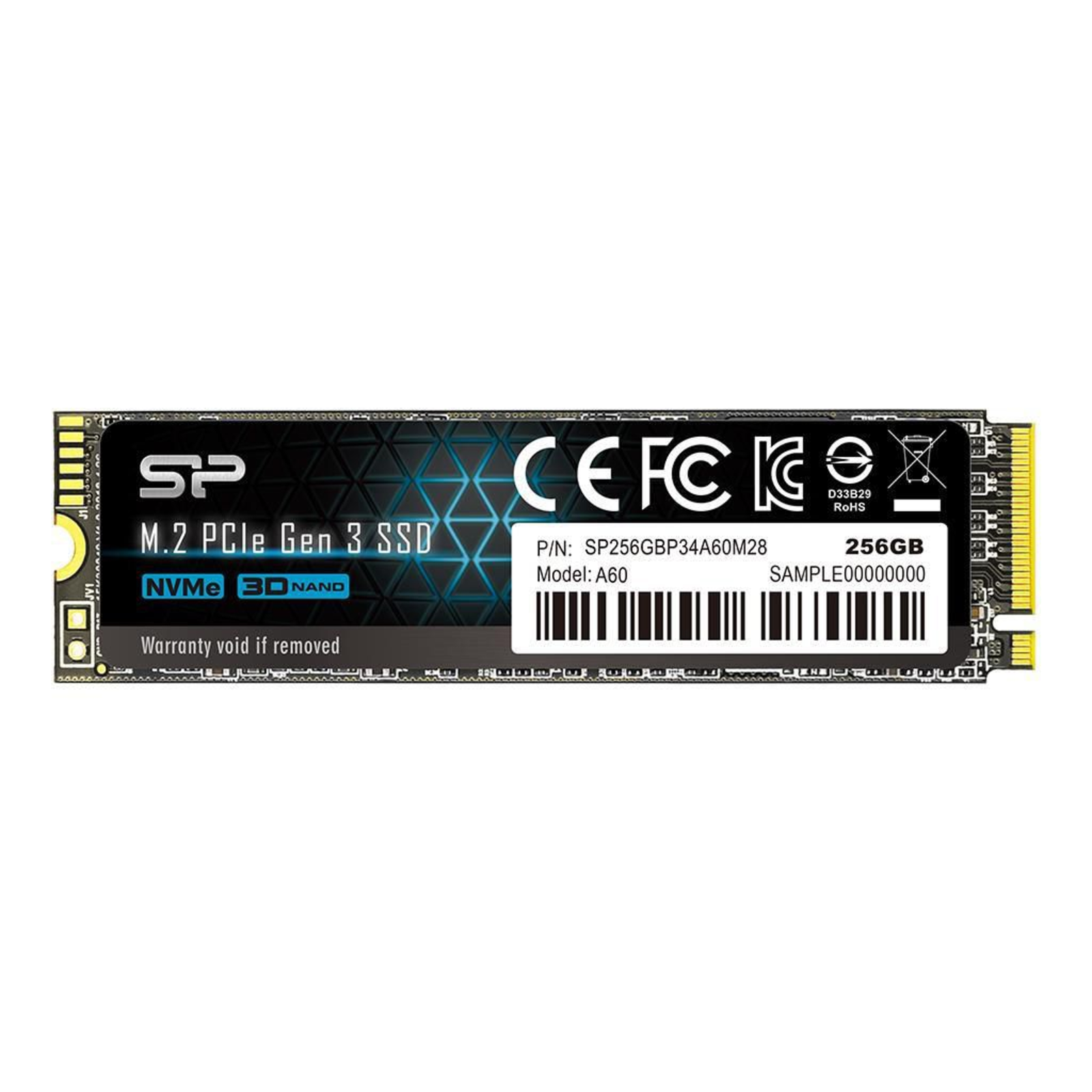 Silicon Power A60 256GB M.2 PCIe NVMe Gen3x4 TLC 21001200 MBs SSD SP256GBP34A60M28