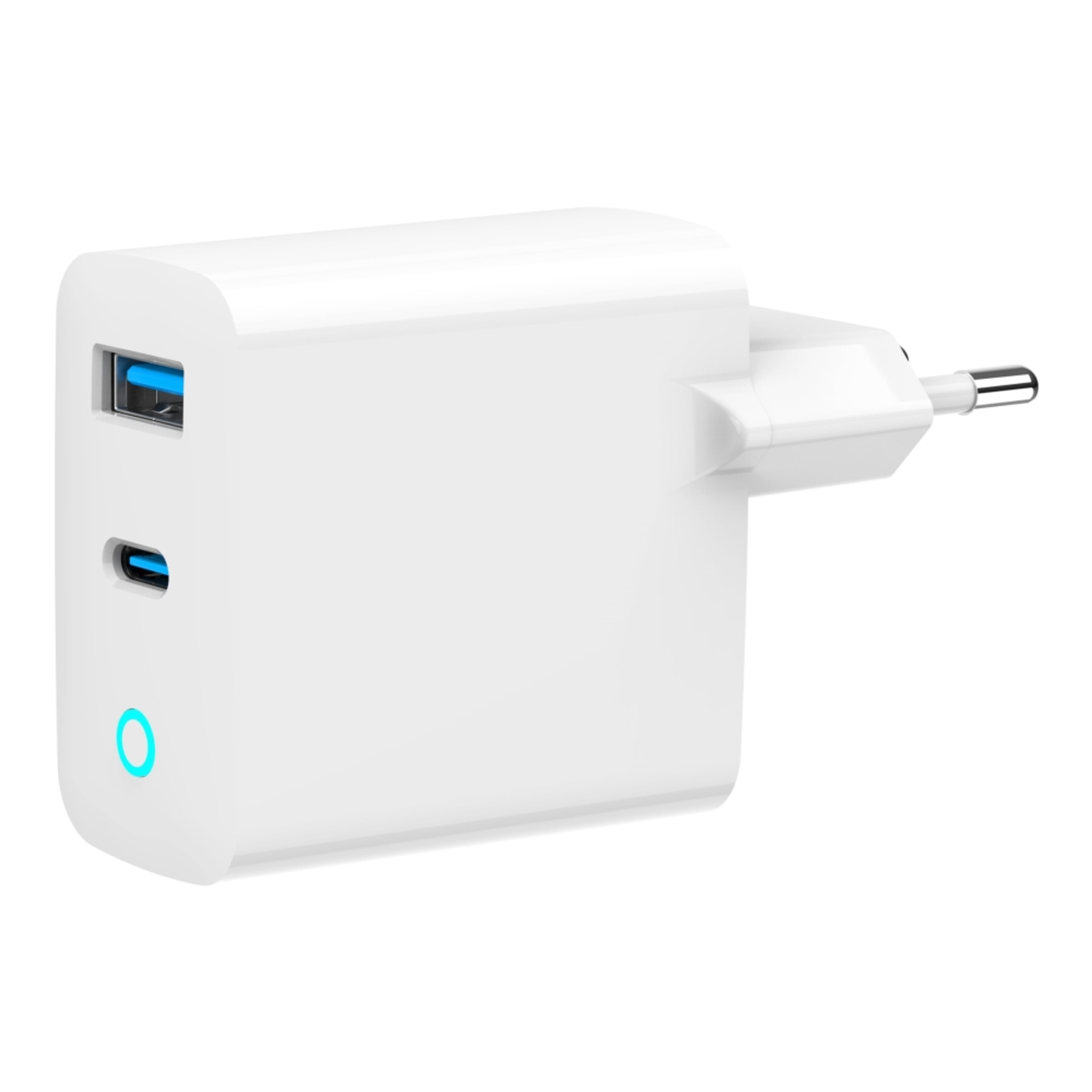 GEMBIRD GaN 2-Port Fast USB Charger 65W USB Type-C + USB-A LED White