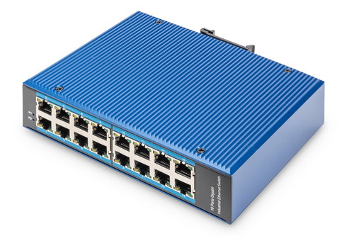 16 PORT GBIT INDUSTRIAL SWITCH - WALL AND DIN RAIL MOUNT