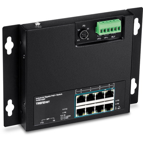 10-P. IND.GB POE+WALL-MT SWITCH - FRONT ACCESS POE+