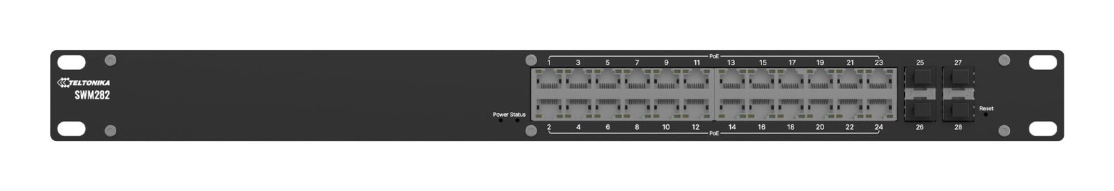 Switch TELTONIKA SWM282000200 Switch type Managed Switch layer L2 24xRJ-45 ports Power over Ethernet (PoE) Yes 24xPower over Ethernet plus (PoE+) ports quantity SWM282