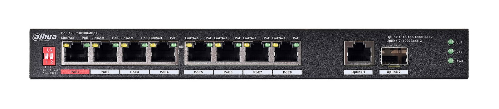 Dahua Technology PoE PFS3110-8ET1GT1GF-96 Unmanaged Gigabit Ethernet (10/100/1000) Power over Ethernet (PoE) Black
