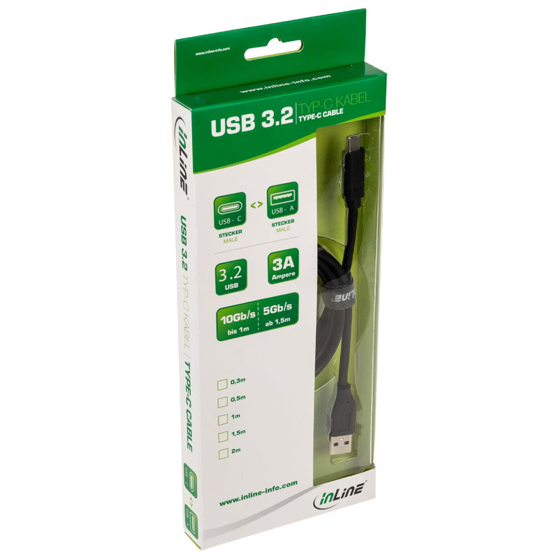 InLine USB 3.2 Gen.2 cable, Typ C auf A Stecker/Stecker, black - 1,5m